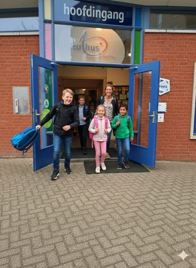 Hoofdingang van de school